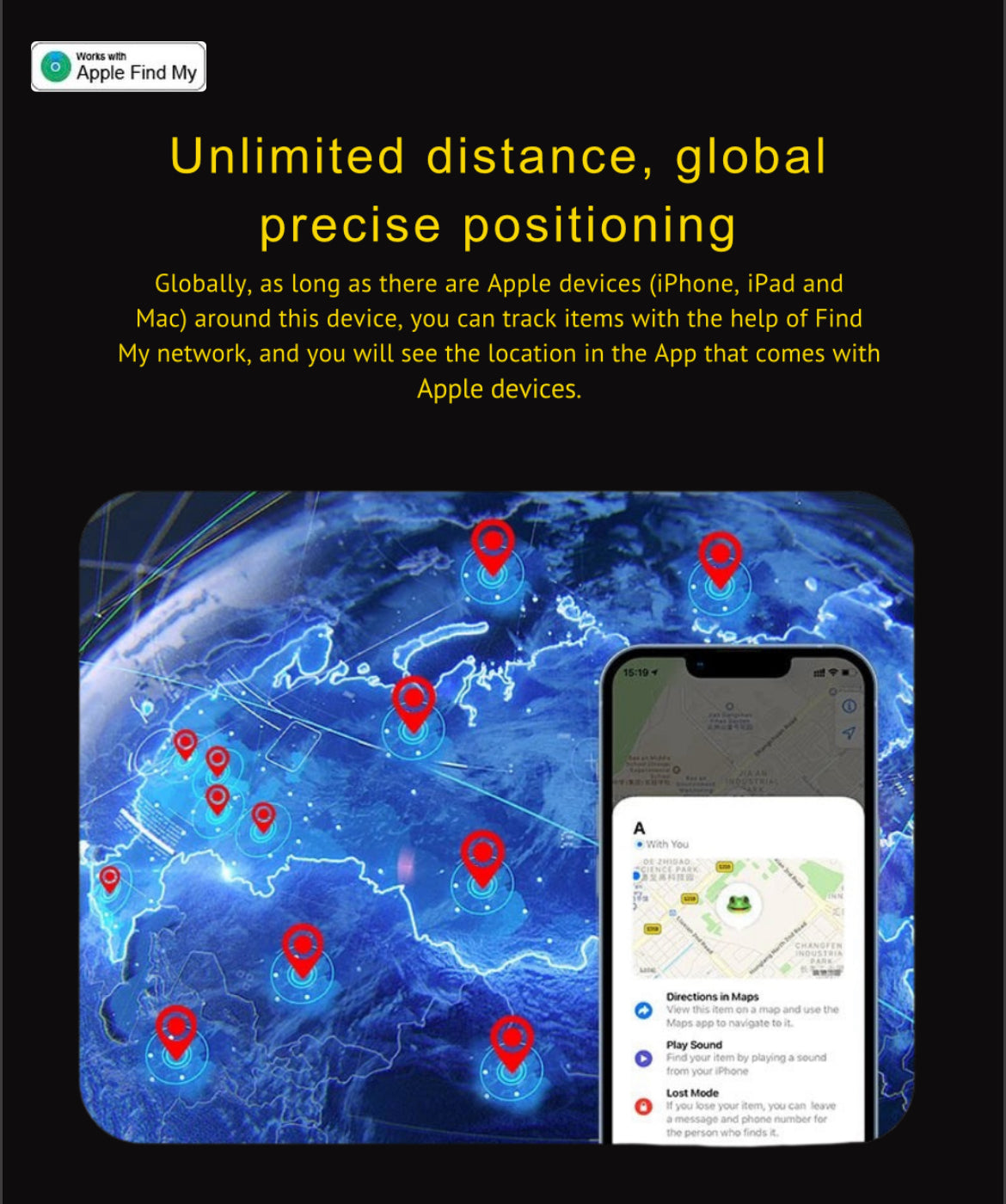 Timethinker Bluetooth GPS Tracker for Apple Find