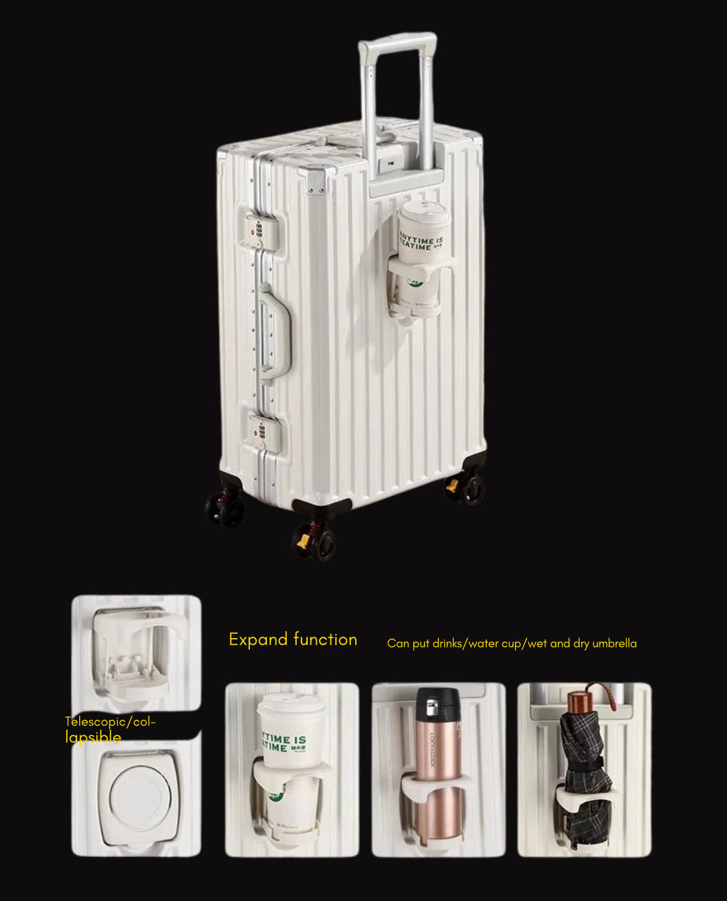 28-Inch Luggage with Brake Wheel/Cup Holder/USB