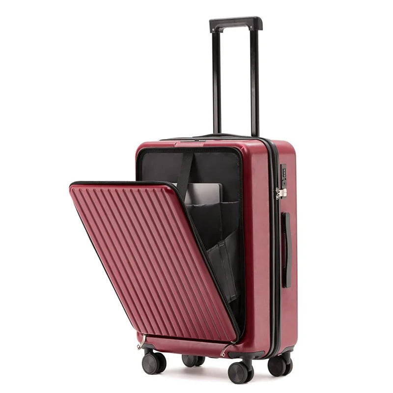 Front Opening Suitcase with USB & Cup Holder