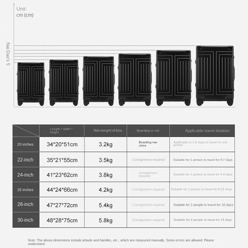Aluminum Trolley Suitcase with Large Capacity