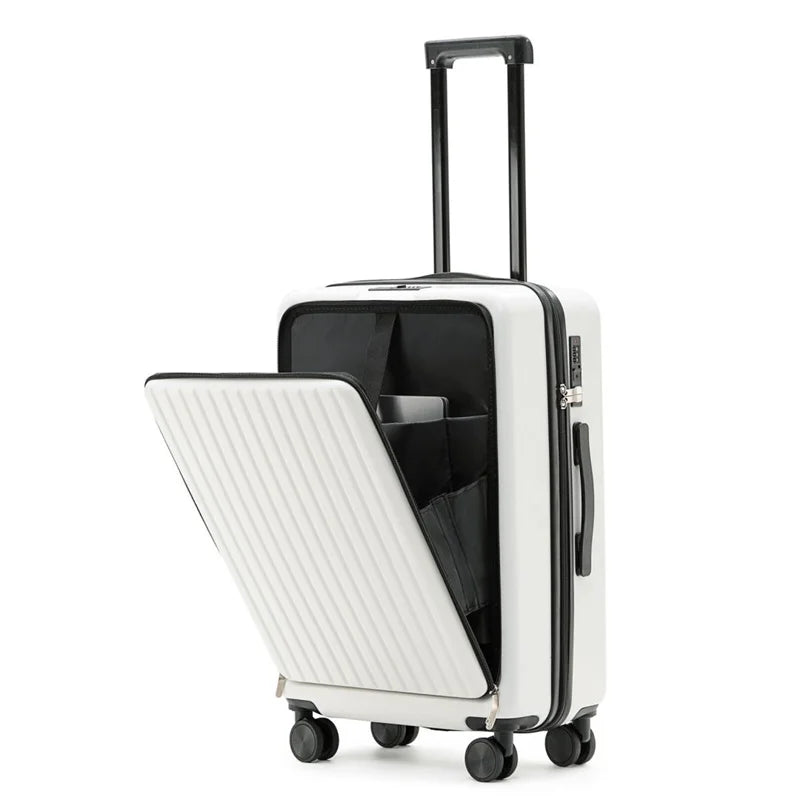 Front Opening Suitcase with USB & Cup Holder