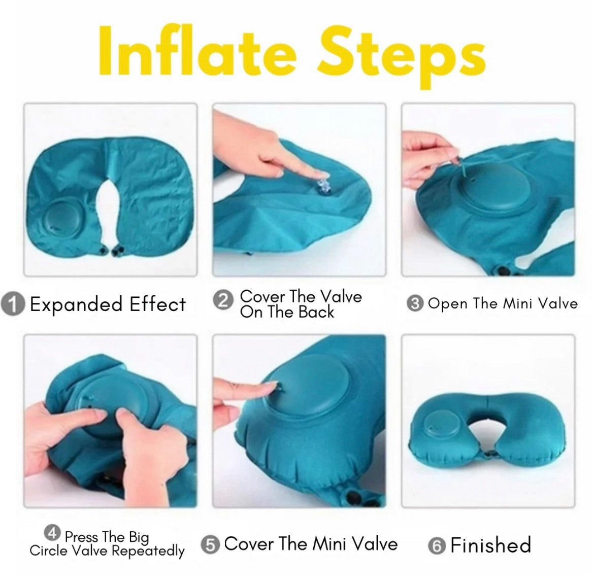 U-Type Inflatable Neck Pillow for Travel
