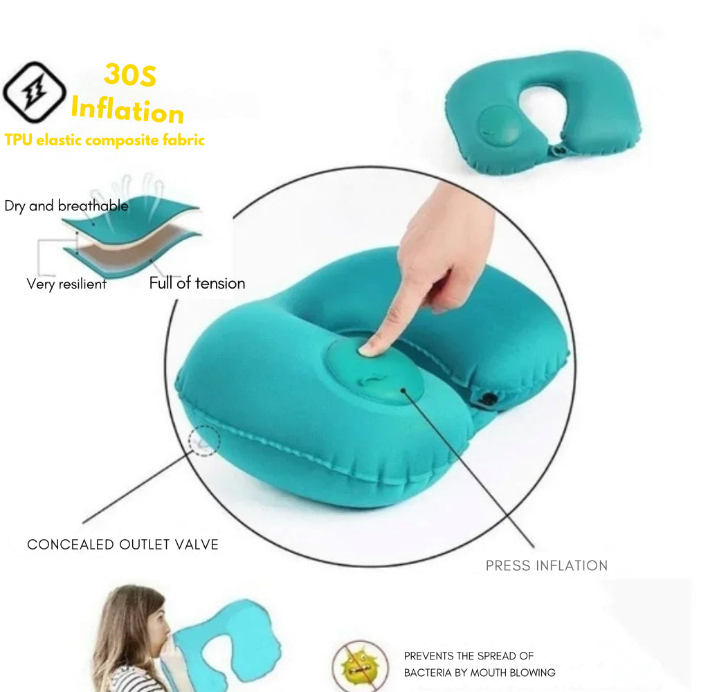 U-Type Inflatable Neck Pillow for Travel