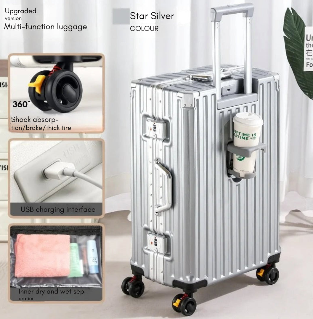 28-Inch Luggage with Brake Wheel/Cup Holder/USB