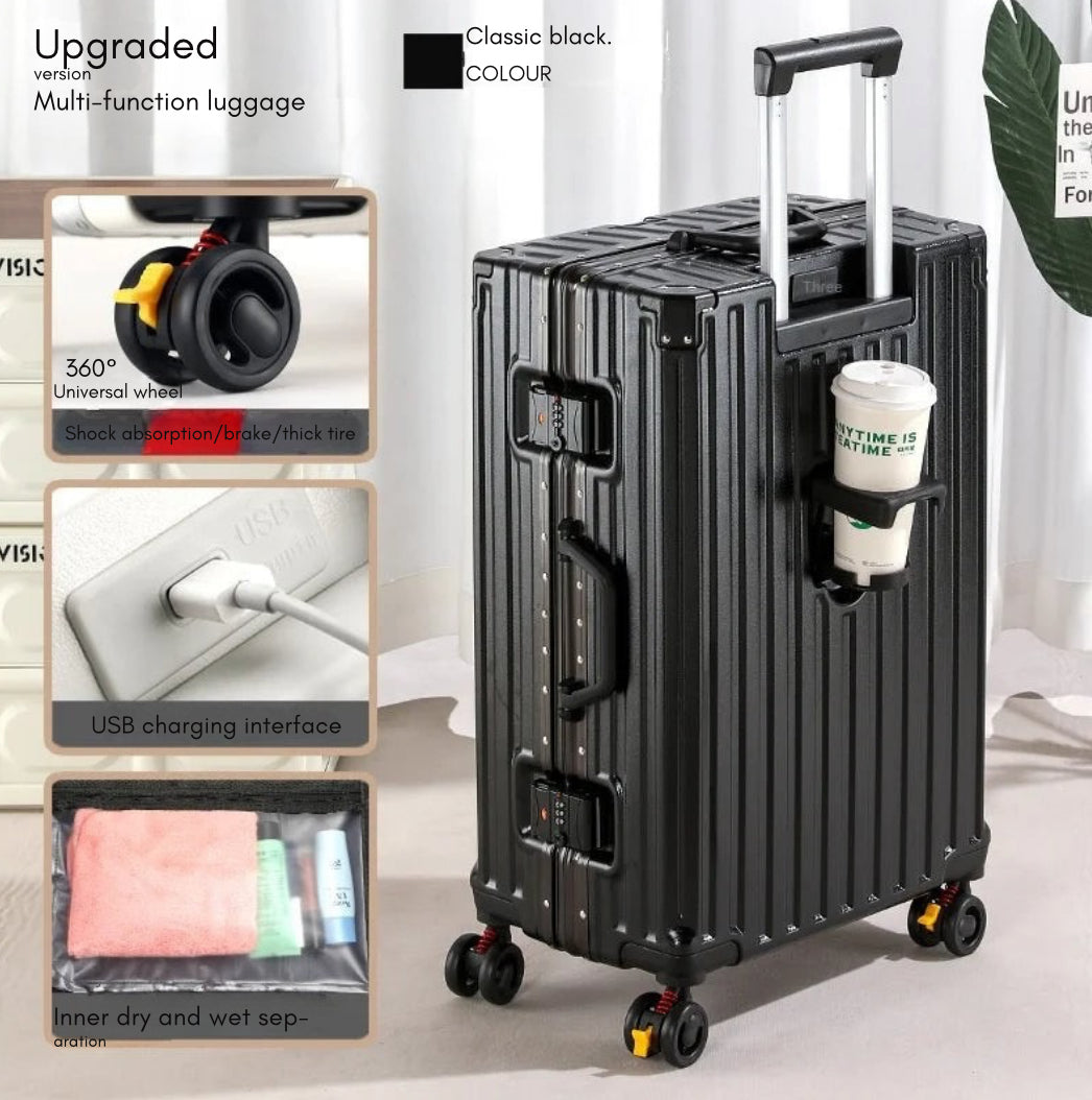 28-Inch Luggage with Brake Wheel/Cup Holder/USB