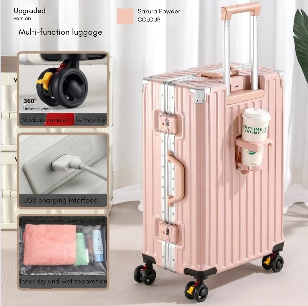 28-Inch Luggage with Brake Wheel/Cup Holder/USB