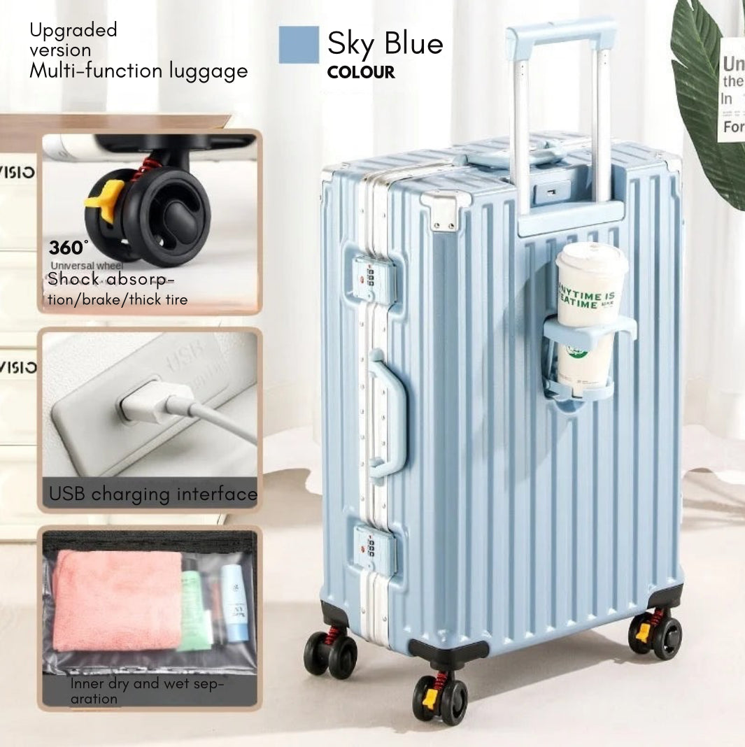 28-Inch Luggage with Brake Wheel/Cup Holder/USB
