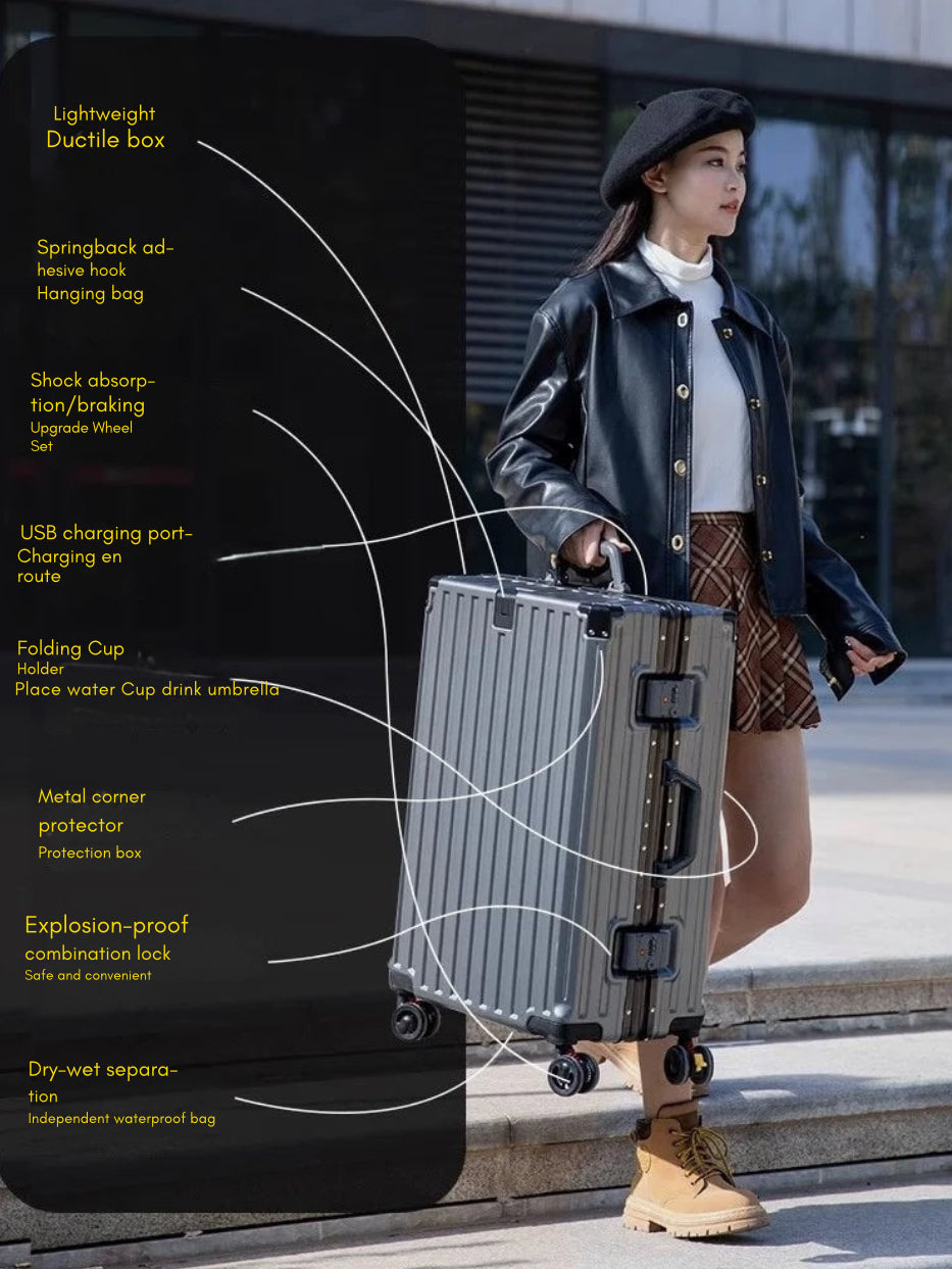 28-Inch Luggage with Brake Wheel/Cup Holder/USB