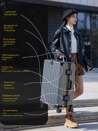 28-Inch Luggage with Brake Wheel/Cup Holder/USB