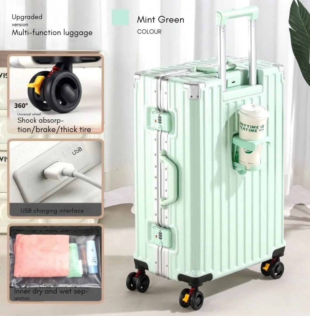28-Inch Luggage with Brake Wheel/Cup Holder/USB