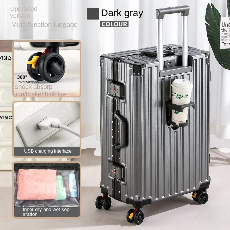 28-Inch Luggage with Brake Wheel/Cup Holder/USB