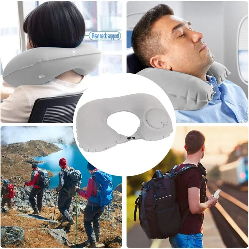 U-Shape Automatic Inflatable Cervical Vertebr Pillow for travel