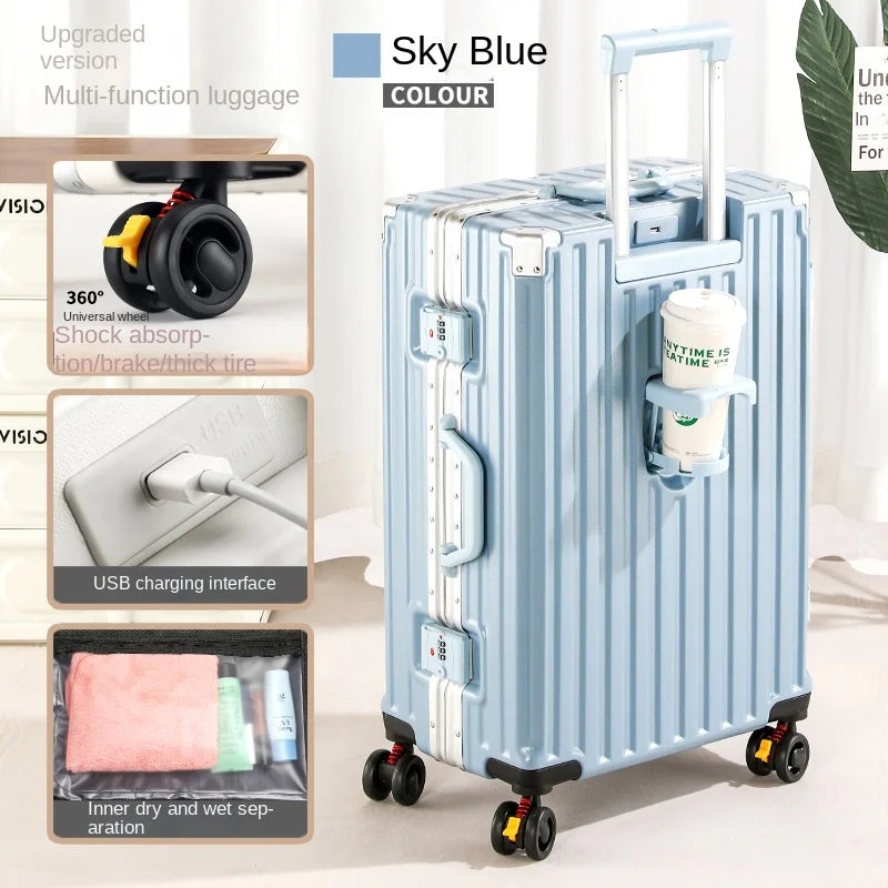28-Inch Luggage with Brake Wheel/Cup Holder/USB