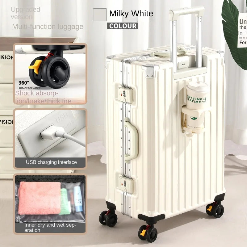 28-Inch Luggage with Brake Wheel/Cup Holder/USB