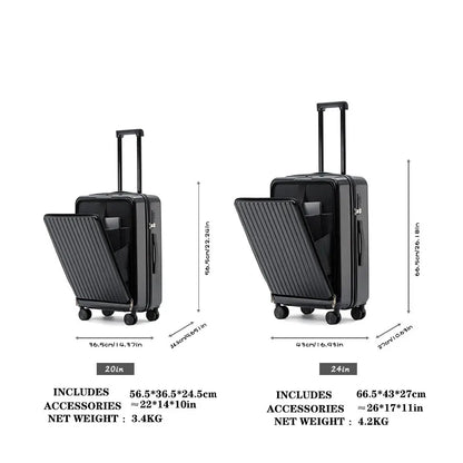 Front Opening Suitcase with USB & Cup Holder