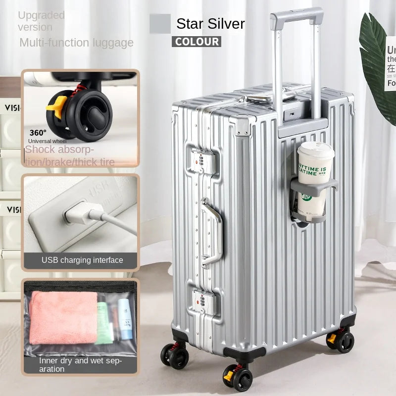28-Inch Luggage with Brake Wheel/Cup Holder/USB
