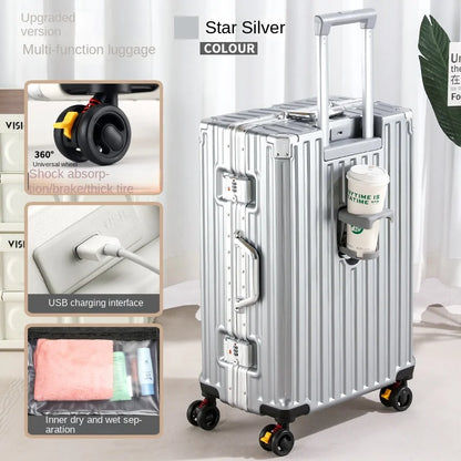 28-Inch Luggage with Brake Wheel/Cup Holder/USB