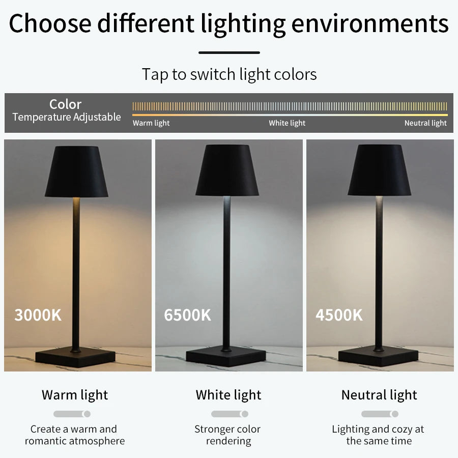 Rechargeable LED Table Lamp-3 Levels Touch Switch