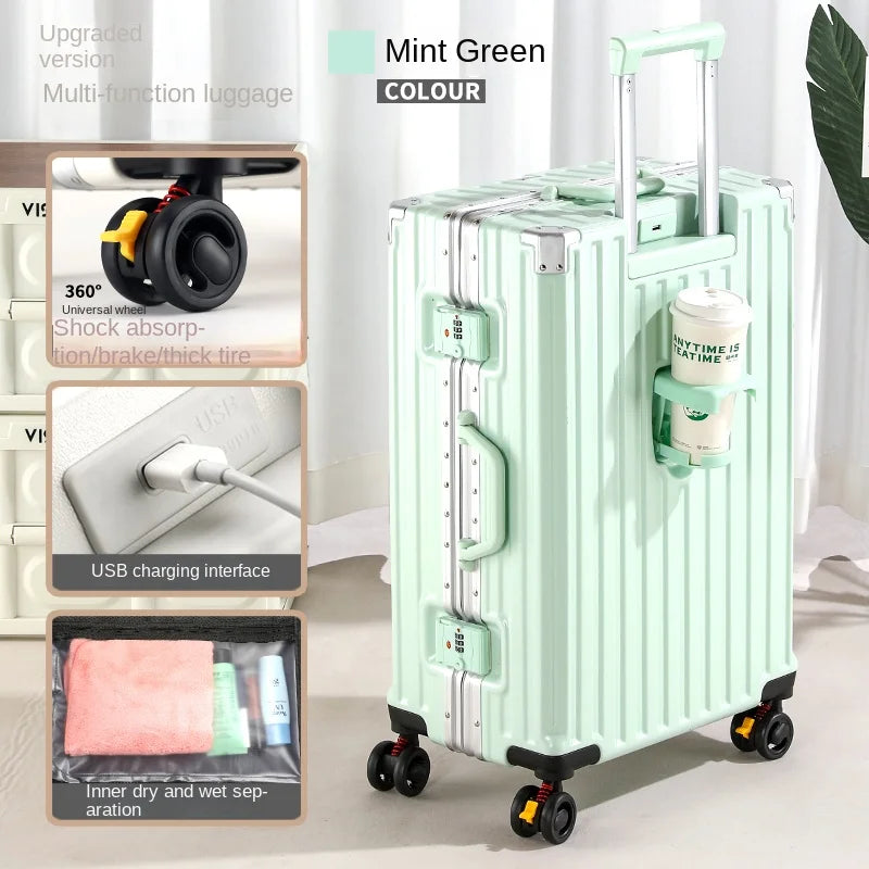 28-Inch Luggage with Brake Wheel/Cup Holder/USB