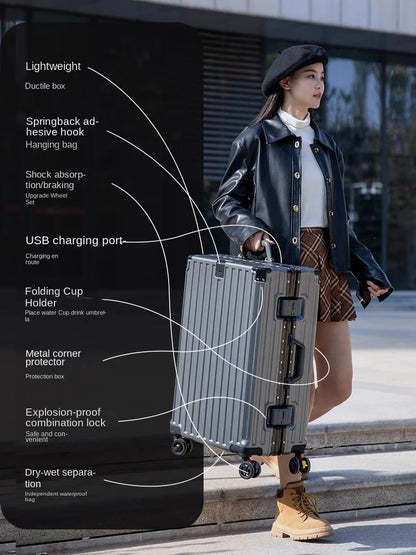 28-Inch Luggage with Brake Wheel/Cup Holder/USB