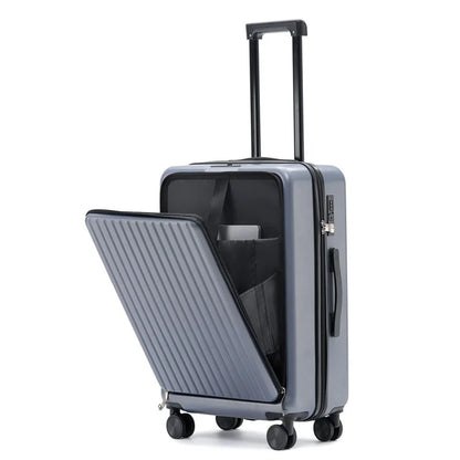 Front Opening Suitcase with USB & Cup Holder