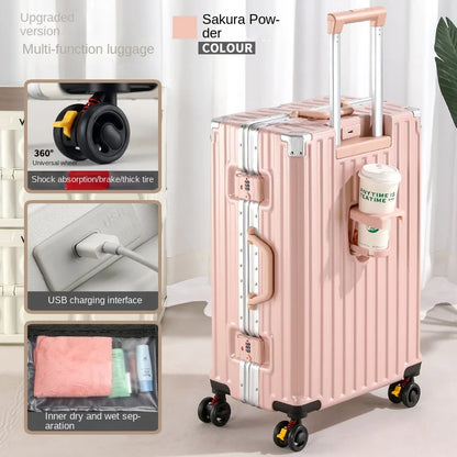 28-Inch Luggage with Brake Wheel/Cup Holder/USB