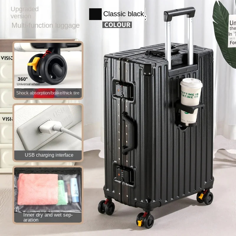 28-Inch Luggage with Brake Wheel/Cup Holder/USB
