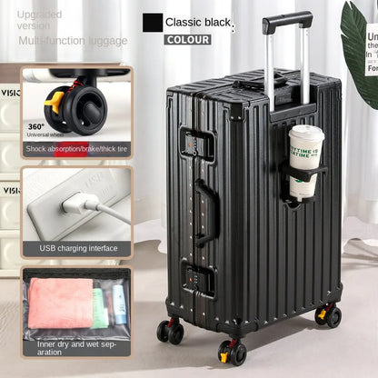 28-Inch Luggage with Brake Wheel/Cup Holder/USB